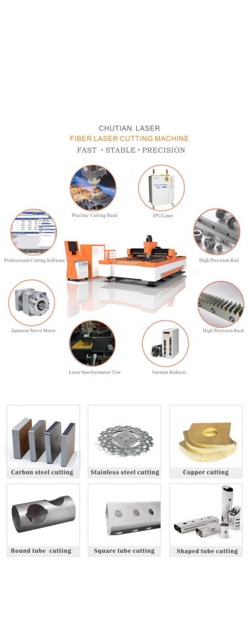CNC laserová výroba 500W 1000W 2000W laserový rezací stroj s vláknami z nehrdzavejúcej ocele